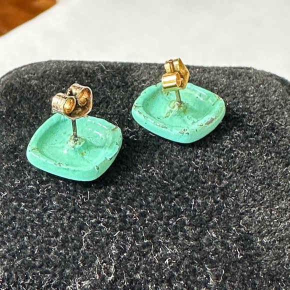 Three pair of small vintage 70’s metal square earrings - Picture 8 of 8